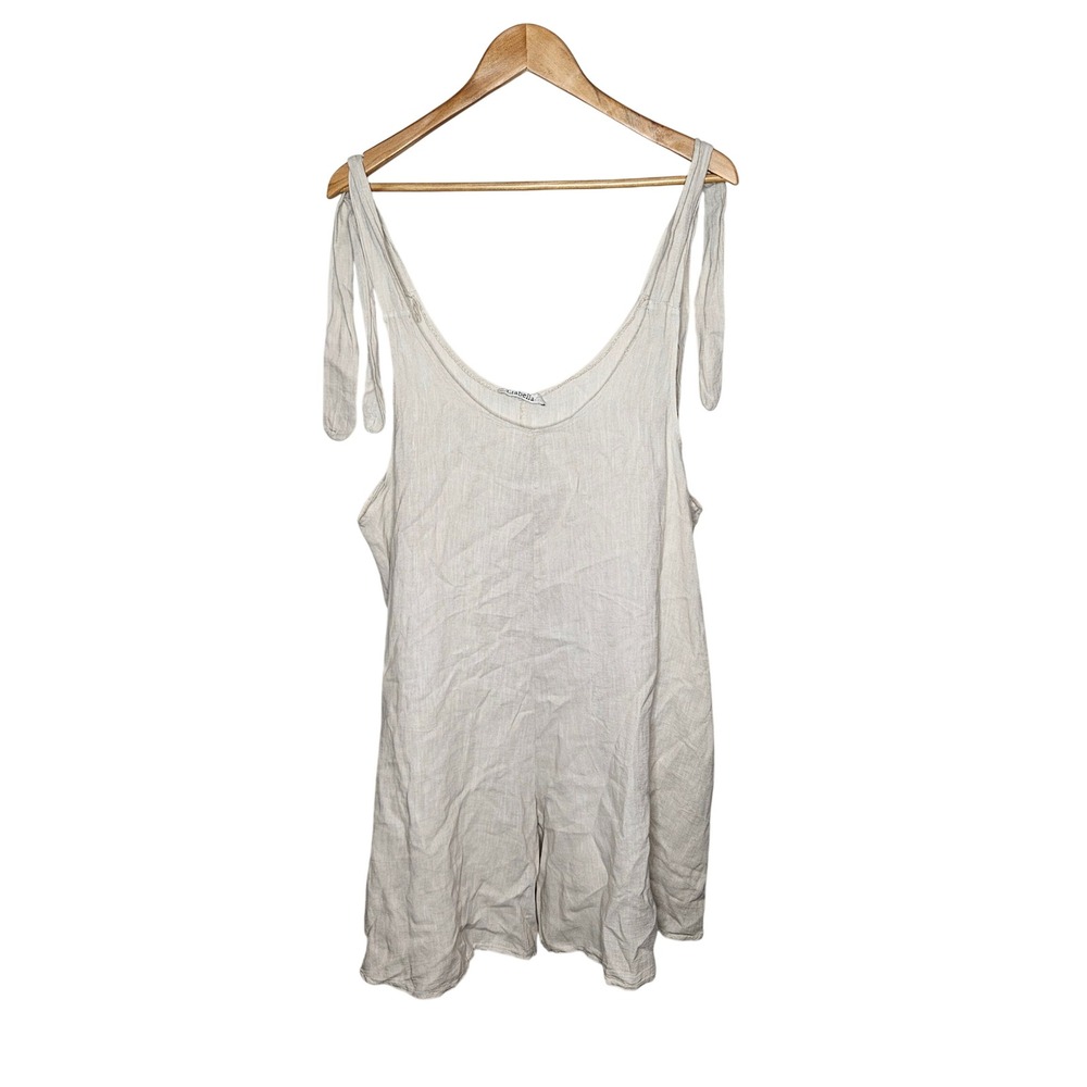 Liabella 100% Linen Oversized Romper Tie Shoulder Lagenlook Italy OS